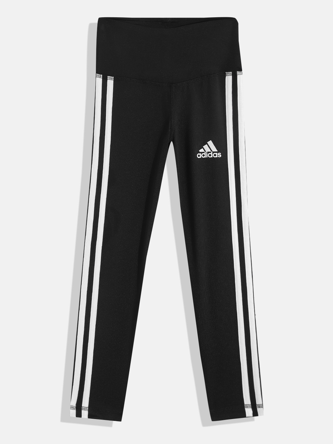 

ADIDAS Girls Black & White Solid Brand Logo Print Detail 3S Tights