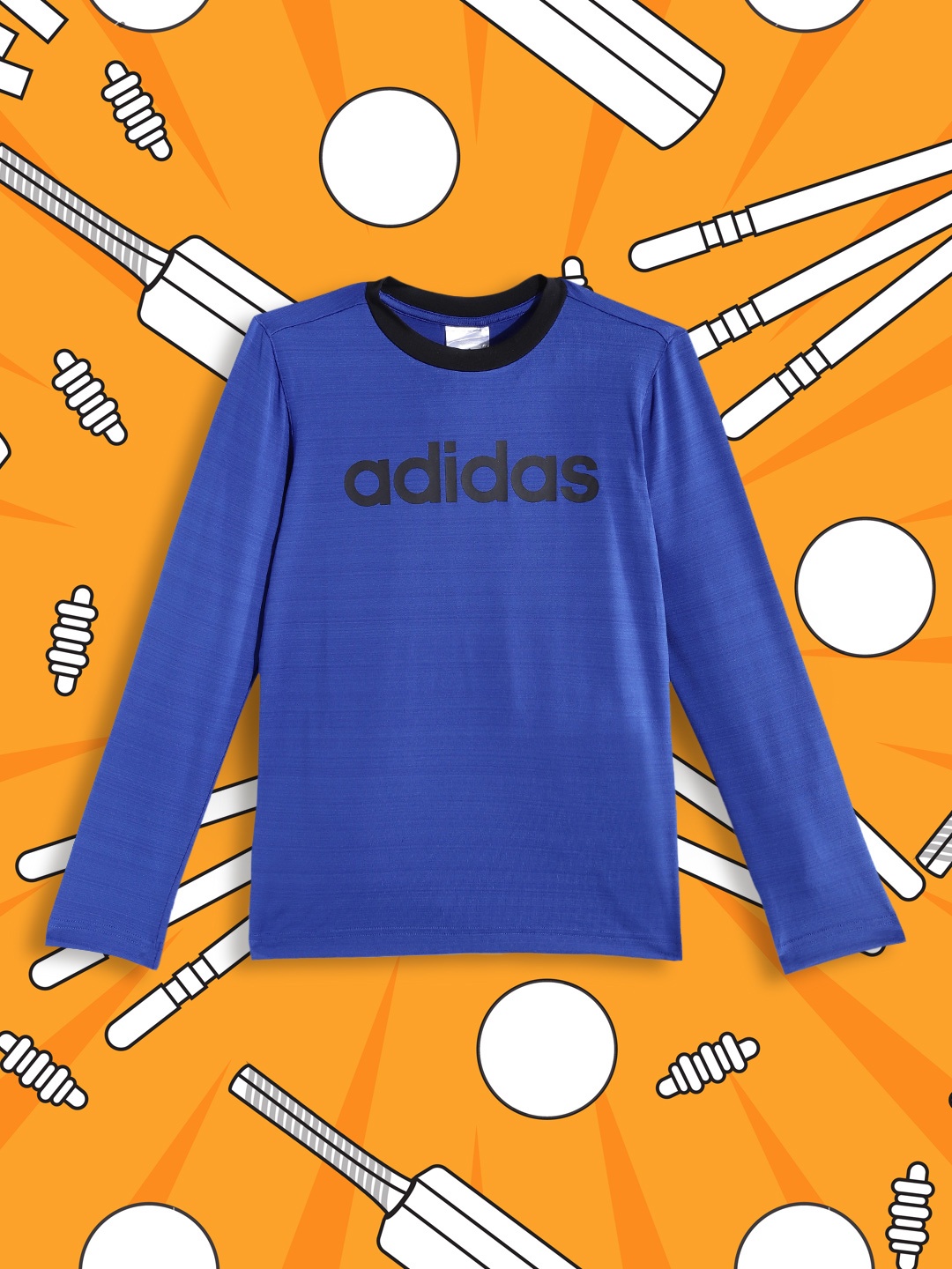 

ADIDAS Boys Blue & Black Brand Logo MEL Printed T-shirt