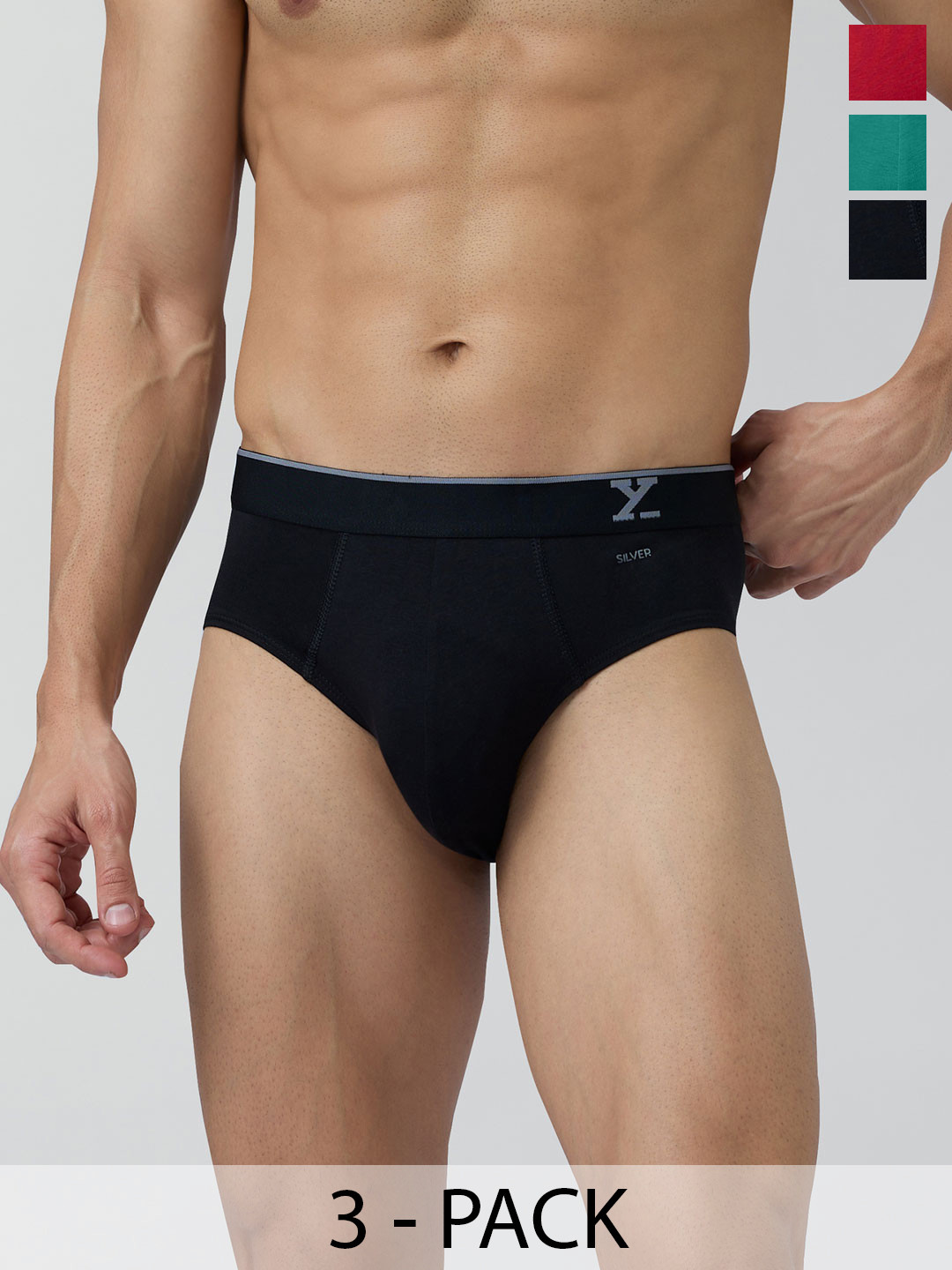 

XYXX Men Pack Of 3 Traq Silver Cotton Trunk, Red