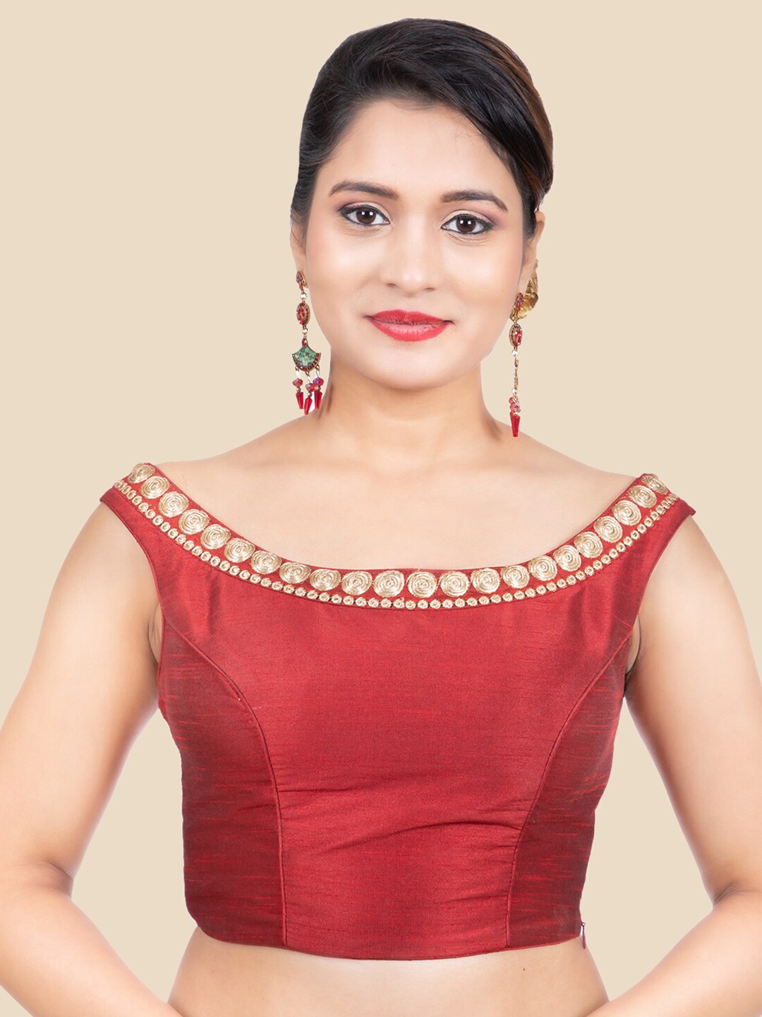 

FEMMIBELLA Women Maroon Readymade Saree Blouse