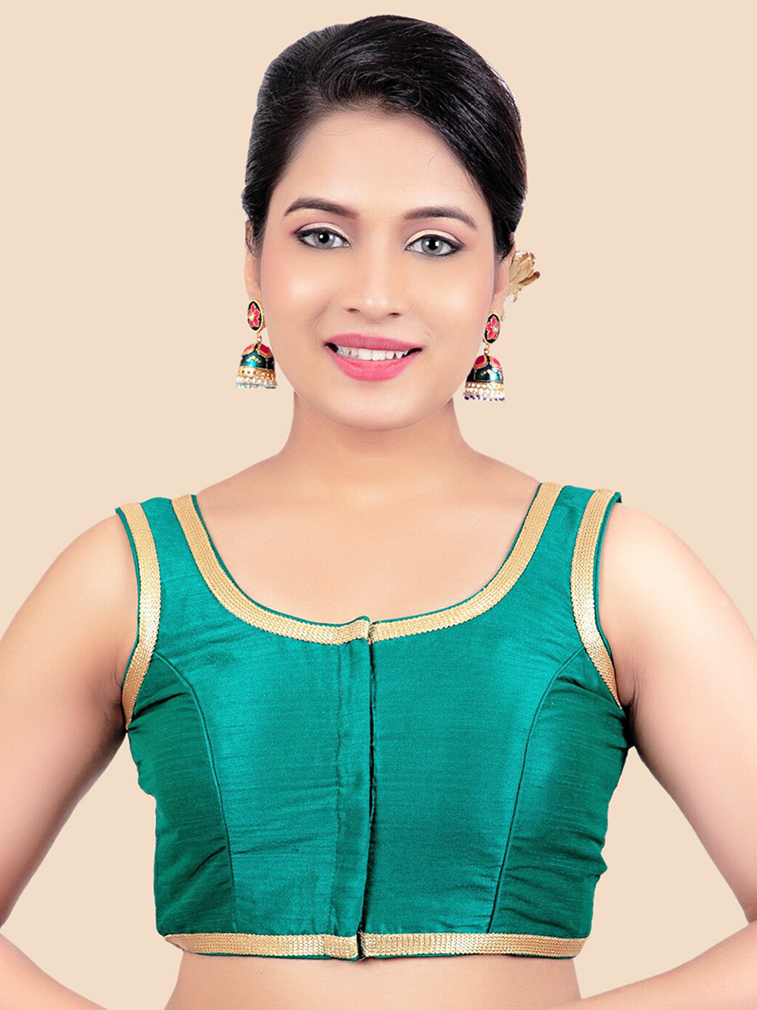 

FEMMIBELLA Green Solid Saree Blouse