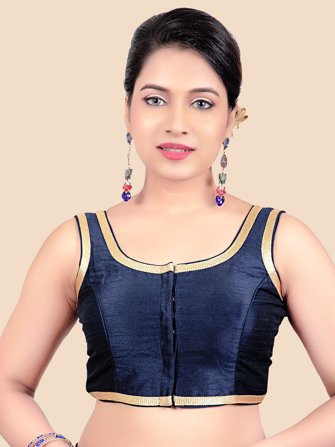 

FEMMIBELLA Women Navy Blue Saree Blouse