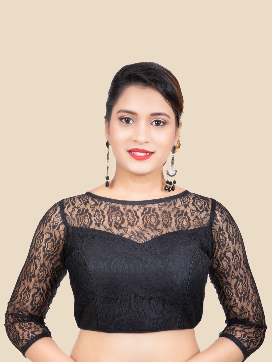 

FEMMIBELLA Women Black Padded Readymade Saree Blouse