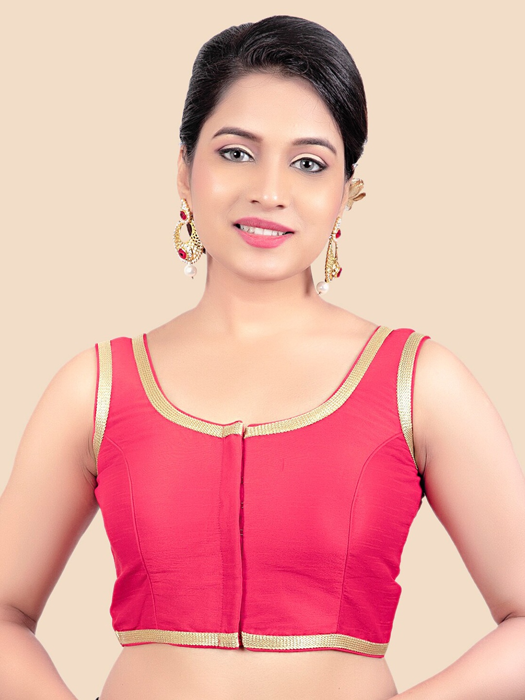 

FEMMIBELLA Women Red Solid Padded Readymade Saree Blouse