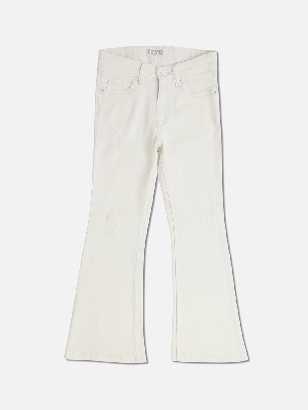 

Pepe Jeans Girls White Flared High-Rise Jeans