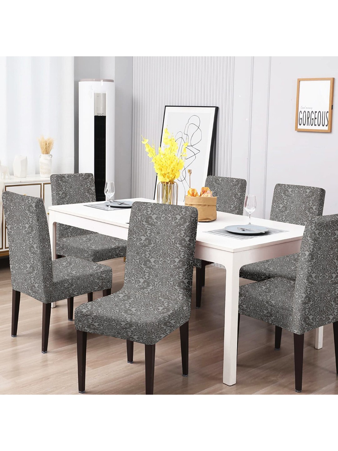

Cortina Set Of 6 Grey Printed Chair Cover