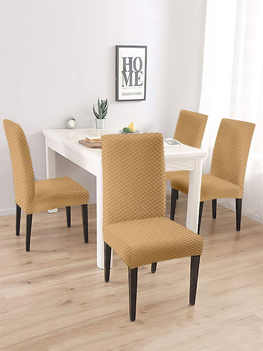 

Cortina Set Of 4 Cream-Coloured Checked Chair Covers