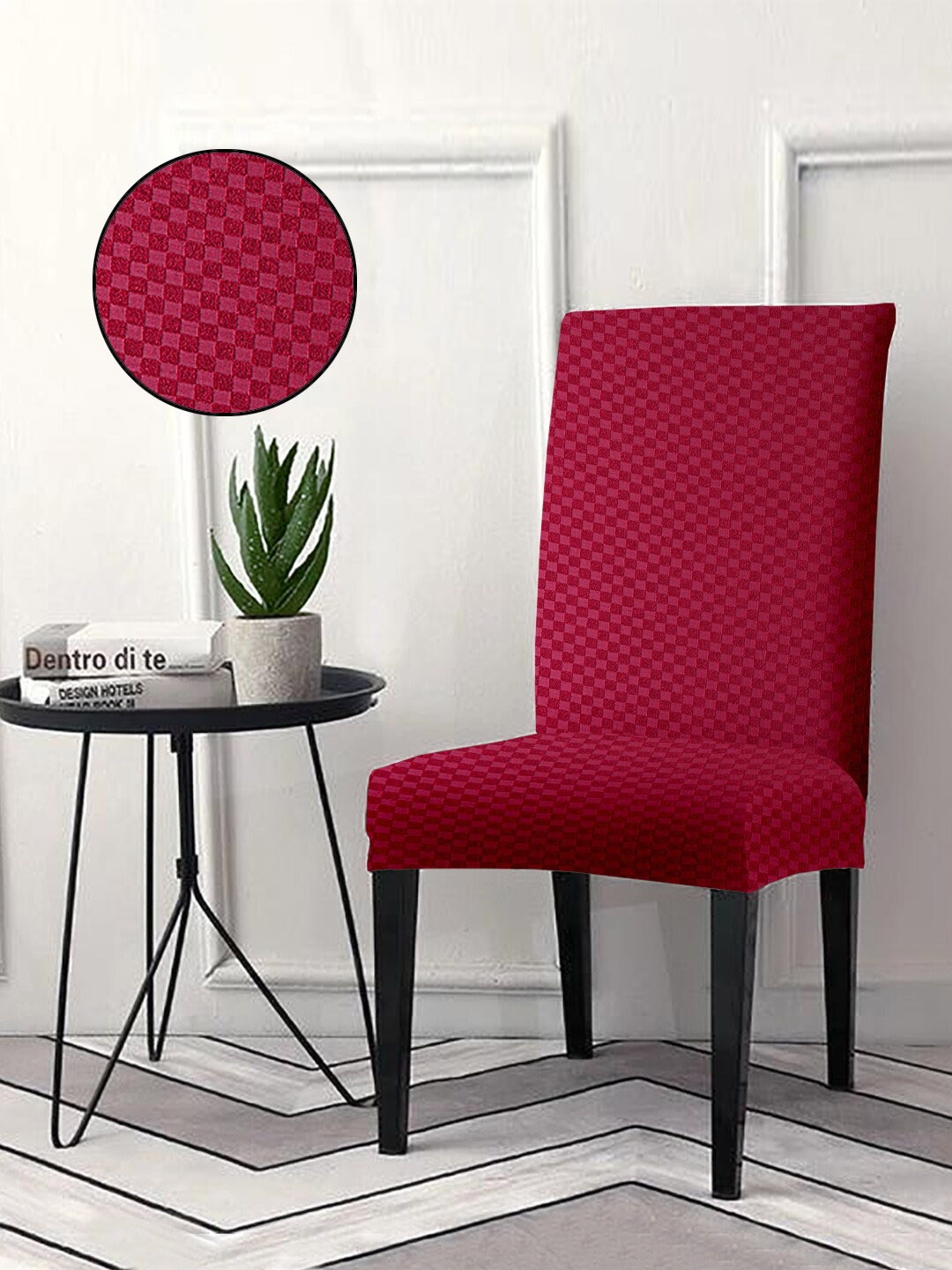 

Cortina Maroon Jacquard Stretchable Chair Slipcover