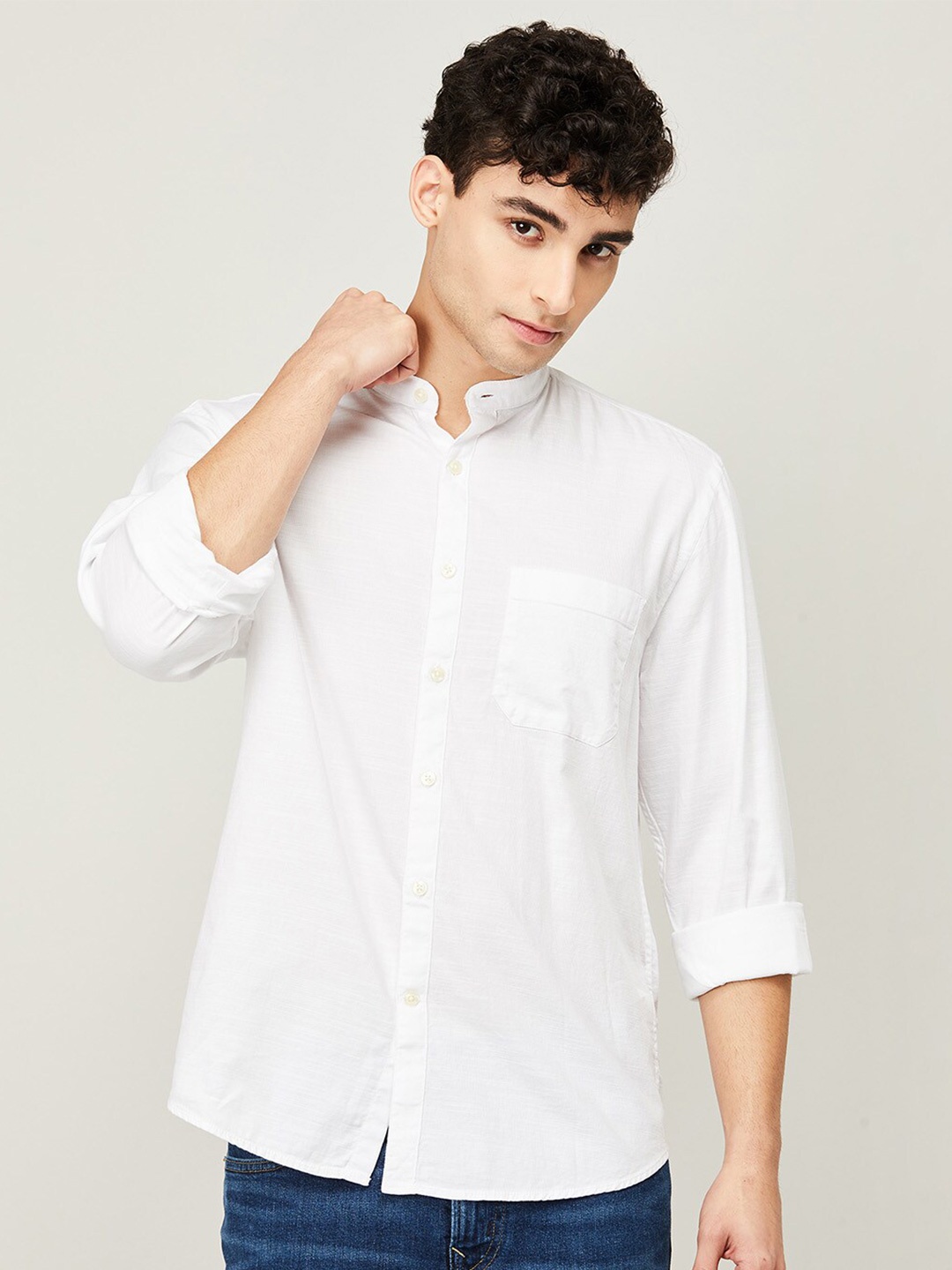 

CODE by Lifestyle Men White Slim Fit Cotton Casual Shirt