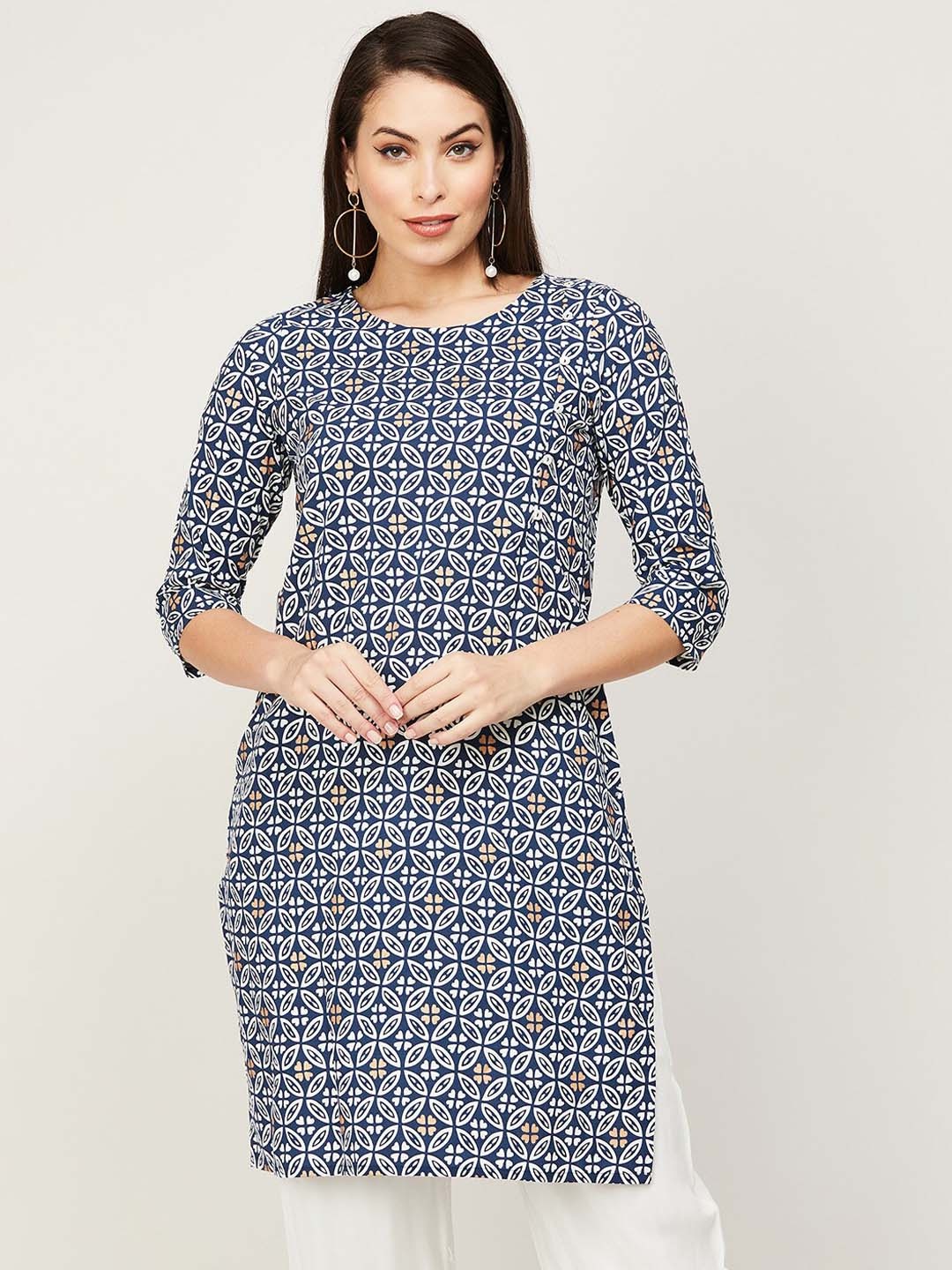 

Melange by Lifestyle Women Blue Geometric Printed Kurta