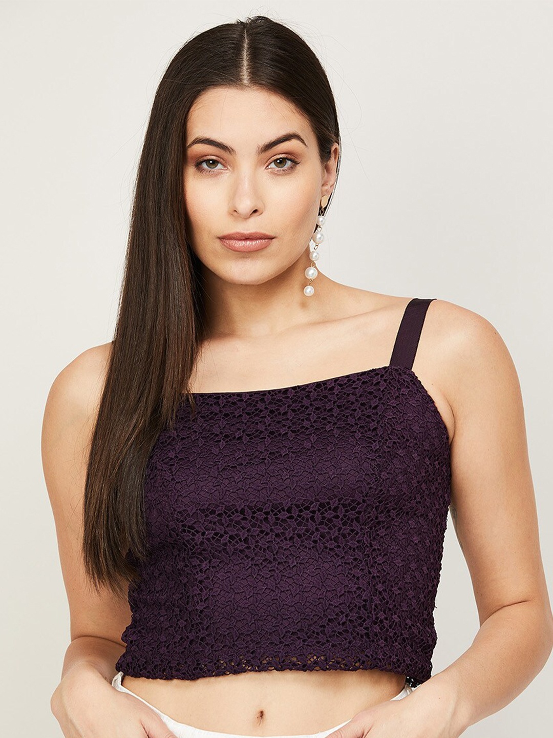 

CODE by Lifestyle Purple Lace Crop Top