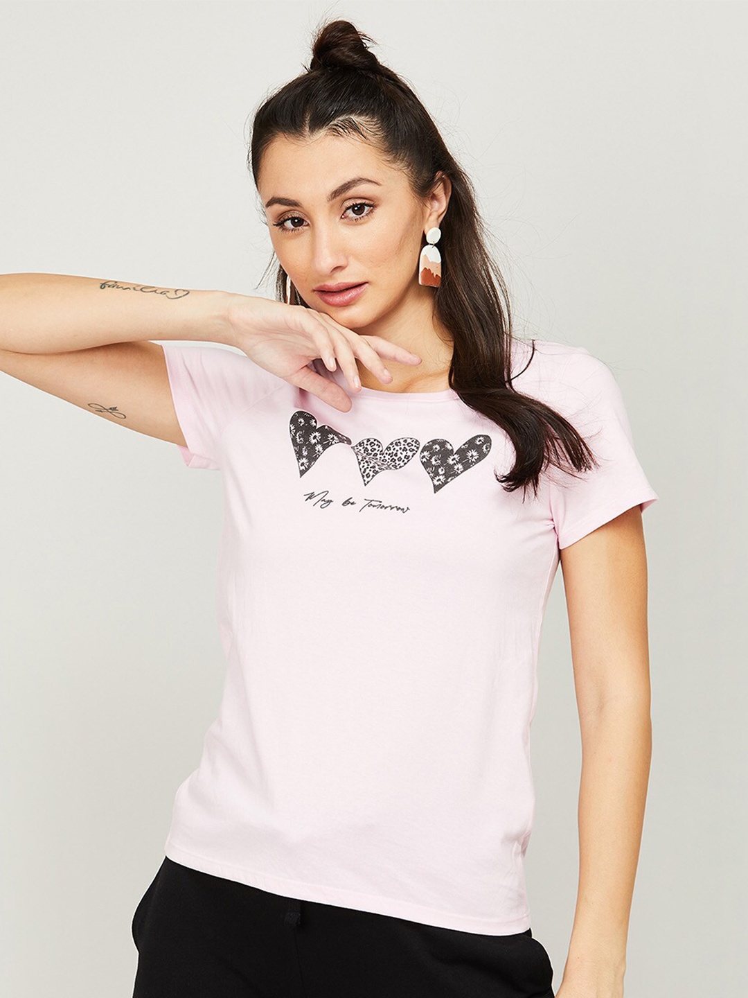 

Fame Forever by Lifestyle Pink Printed Pure Cotton Top
