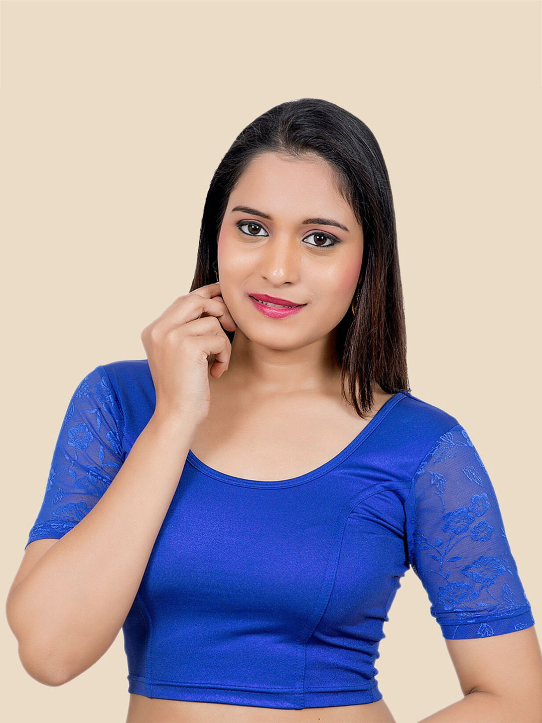 

FEMMIBELLA Women Blue Solid Saree Blouse