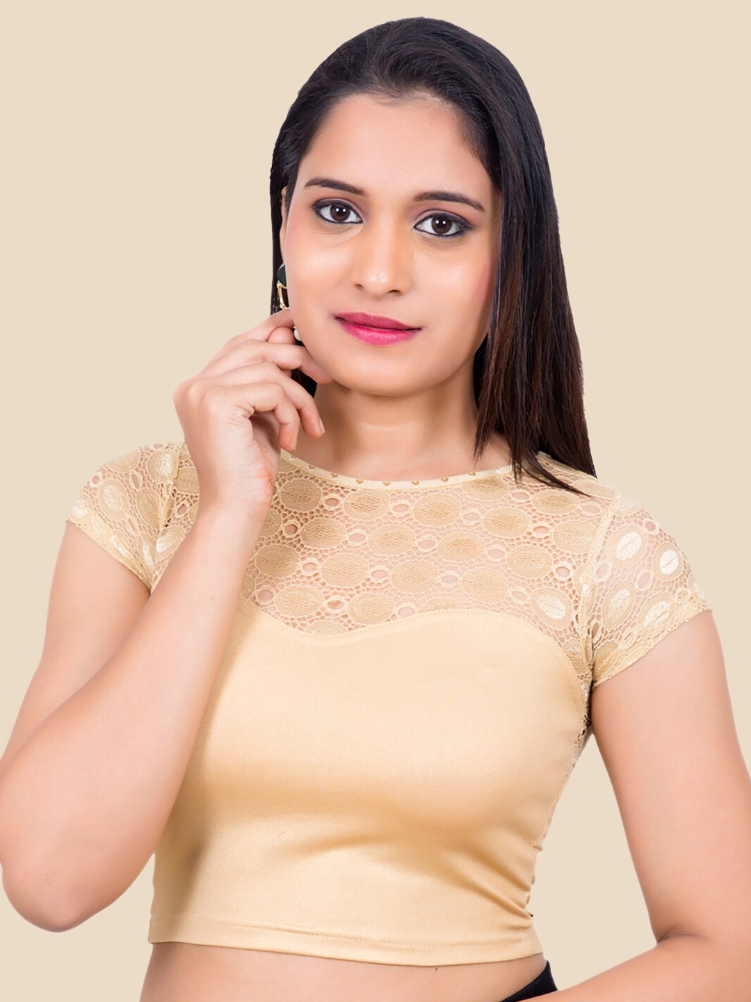 

FEMMIBELLA Women Gold Solid Redaymade Saree Blouse