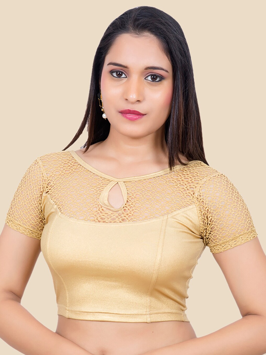 

FEMMIBELLA Women Gold Solid Princess Cut Readymade Saree Blouse