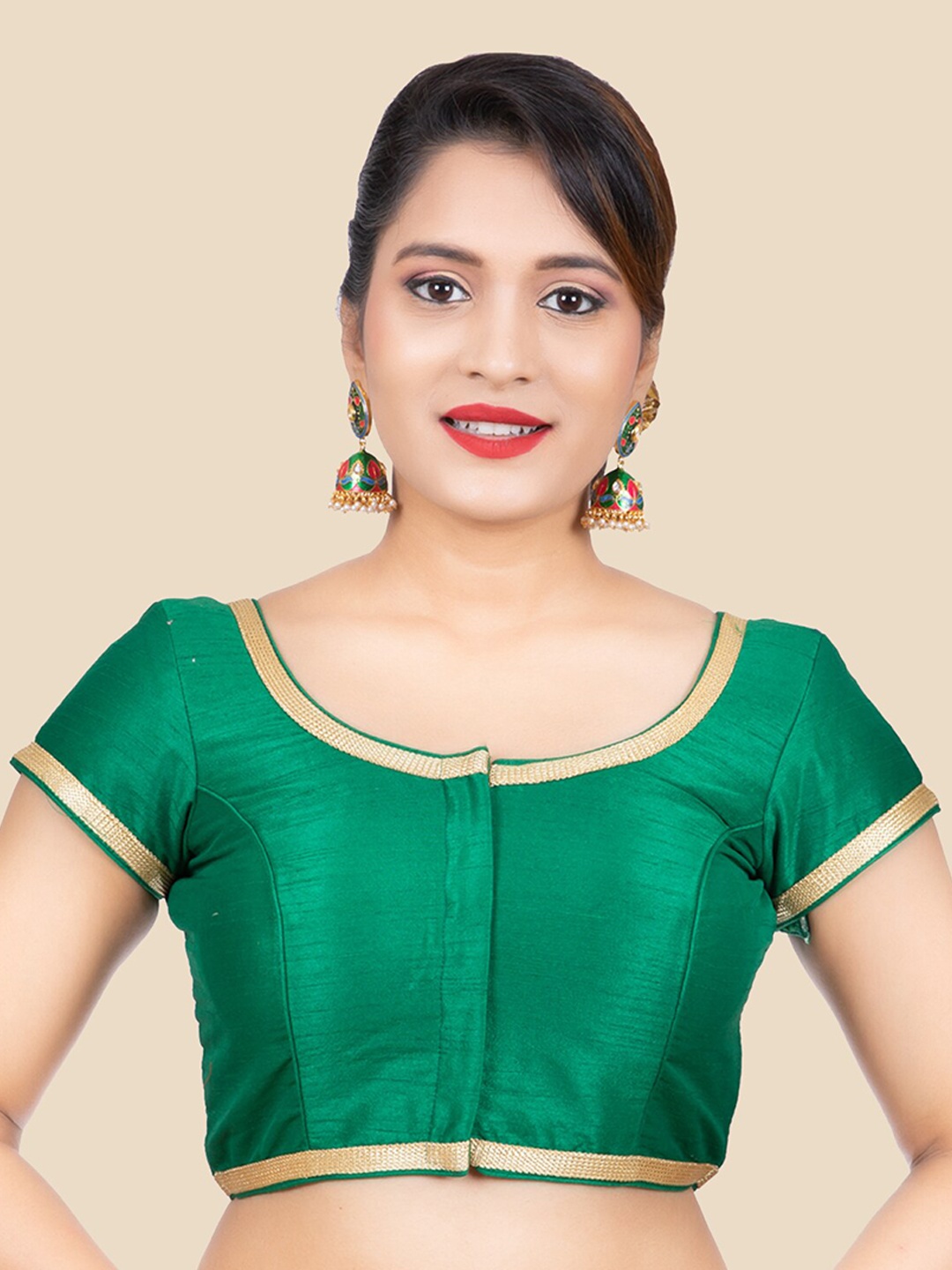 

FEMMIBELLA Green Solid Saree Blouse