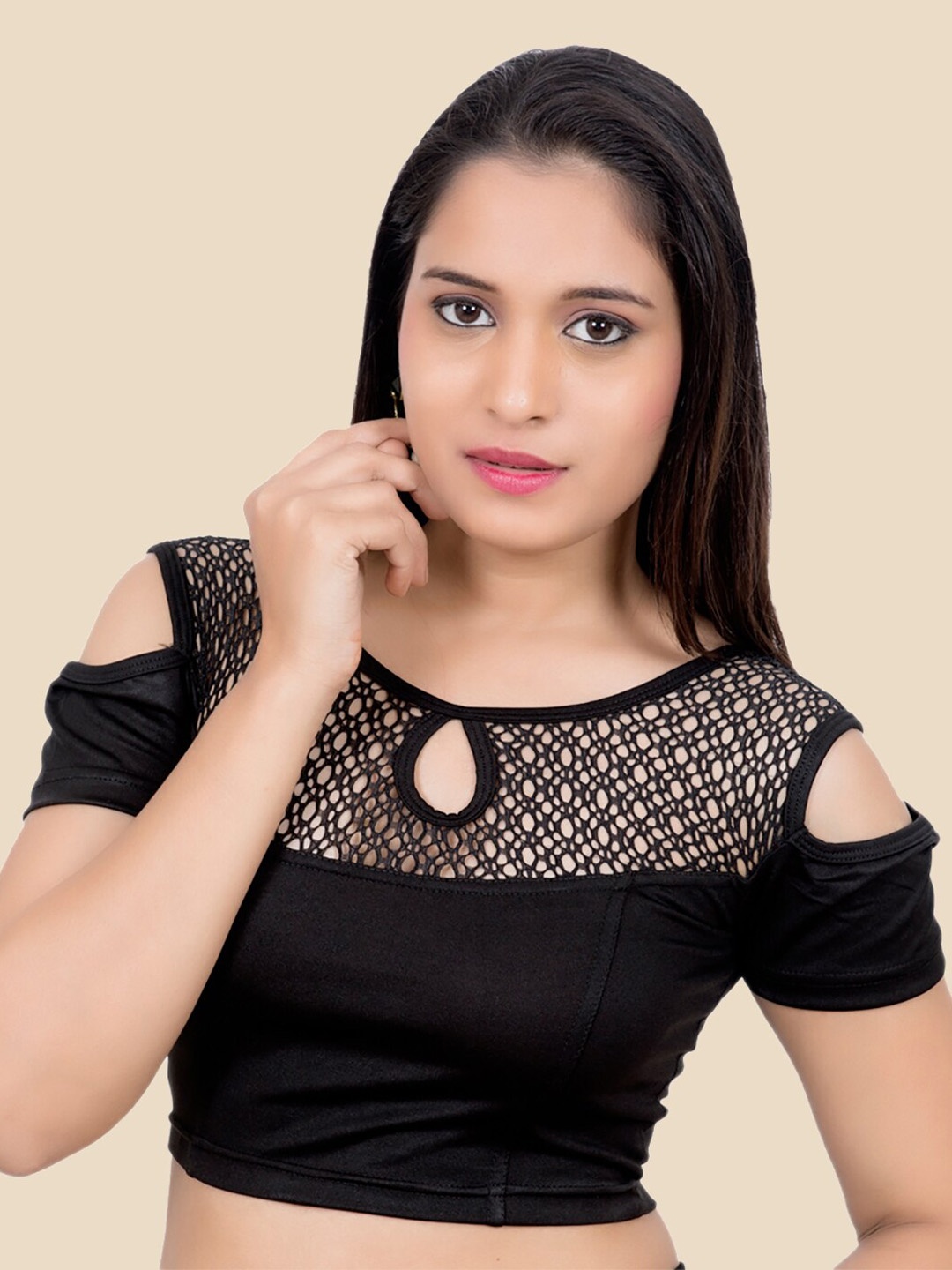 

FEMMIBELLA Black Solid Stretchable Princess Cut Saree Blouse