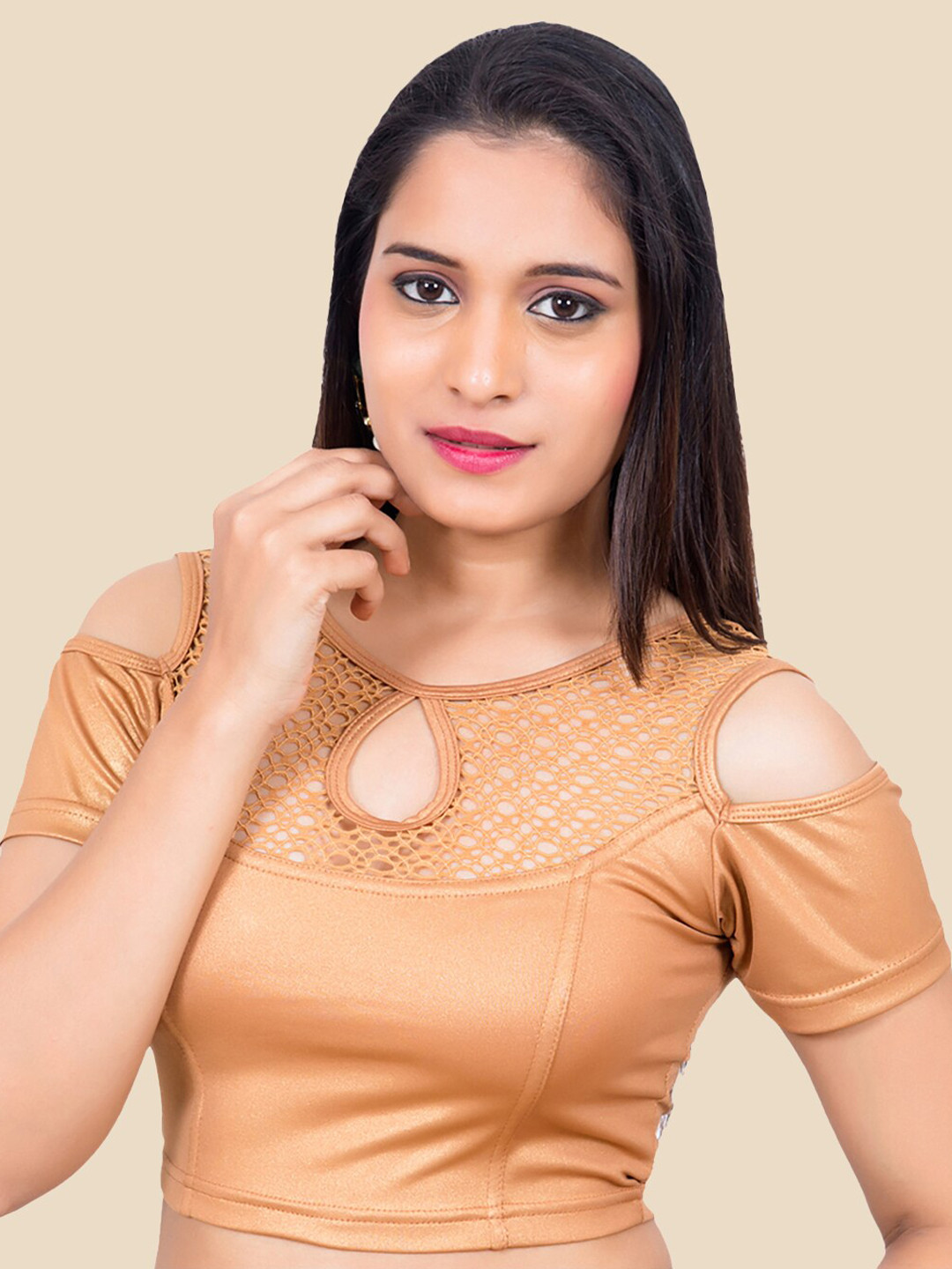 

FEMMIBELLA Women Copper Solid Readymade Saree Blouse