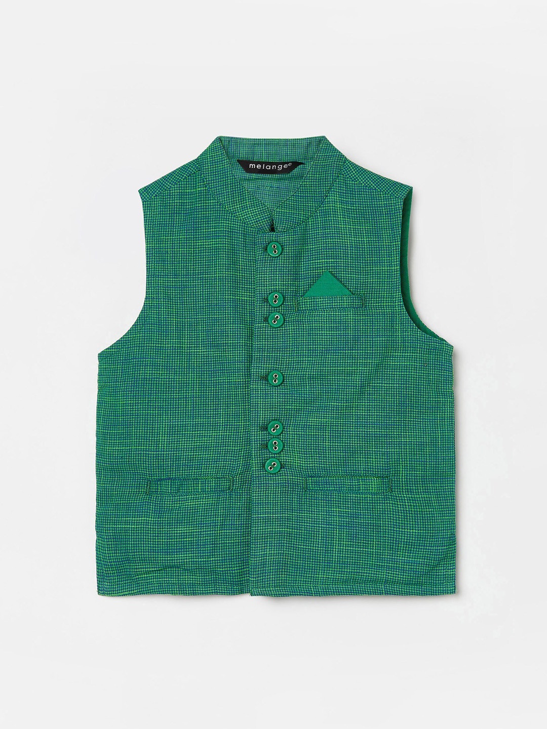 

Melange by Lifestyle Boys Green Woven Design Pure Cotton Waistcoat