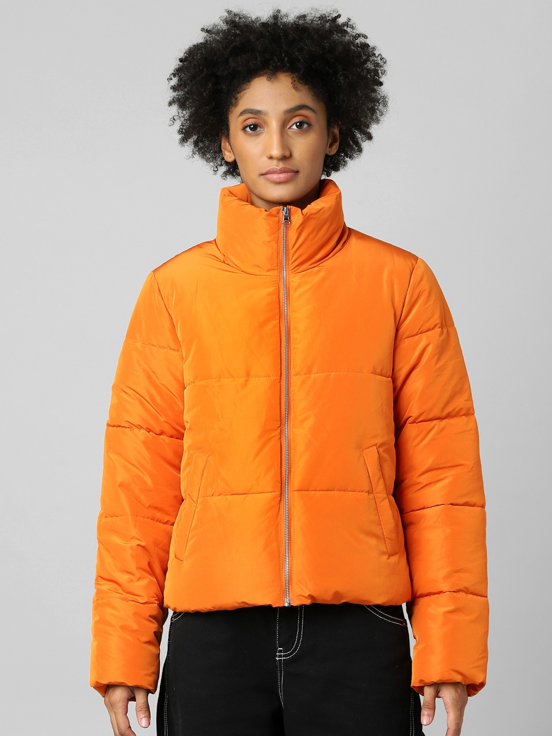 

ONLY Women Orange Crop Bomber Jacket