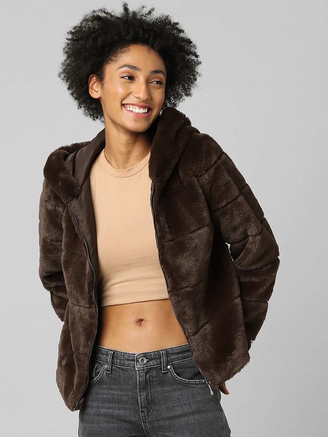 

ONLY Women Brown Camouflage Crop Parka Jacket