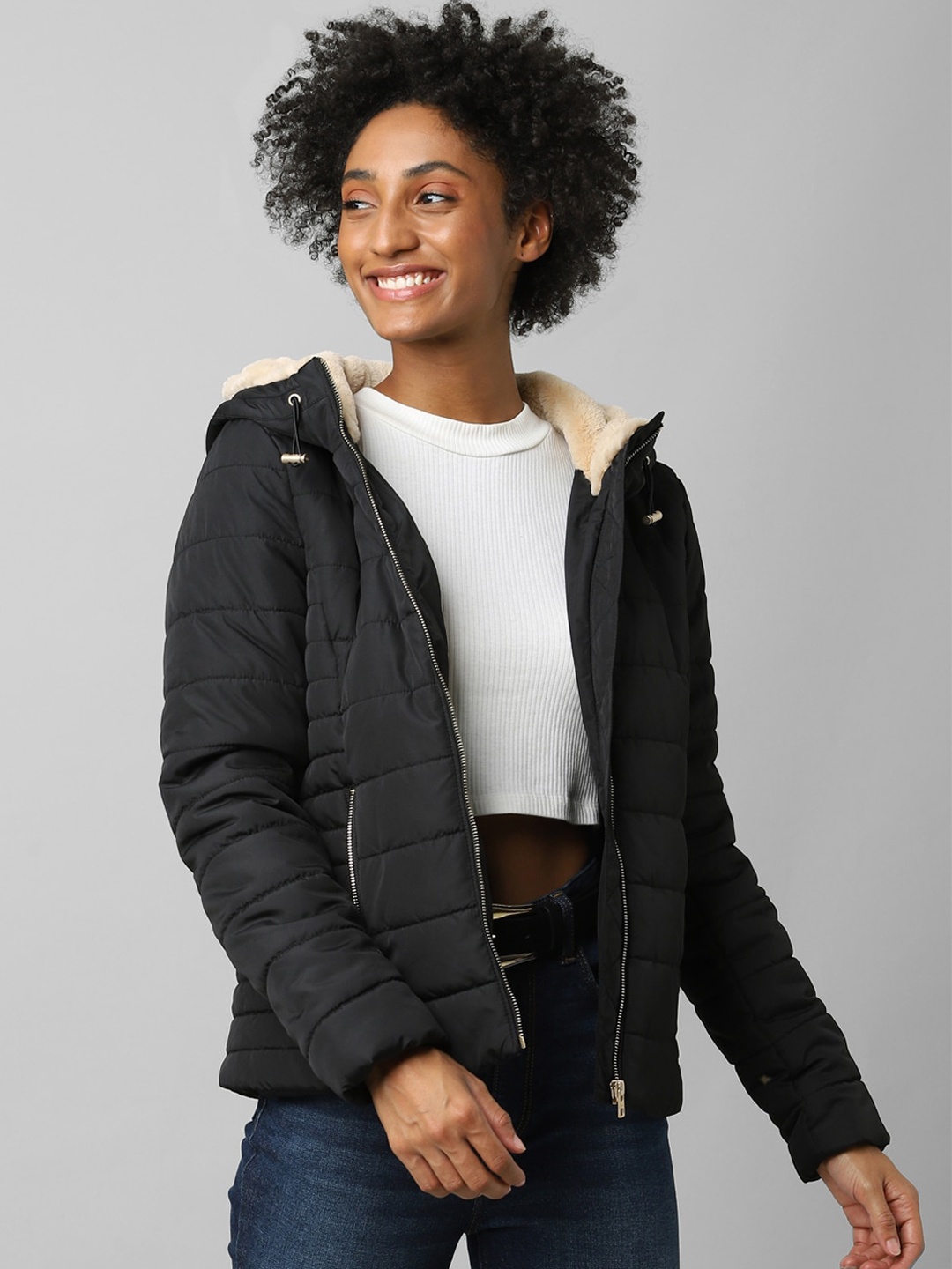 

ONLY Women Black Longline Padded Jacket