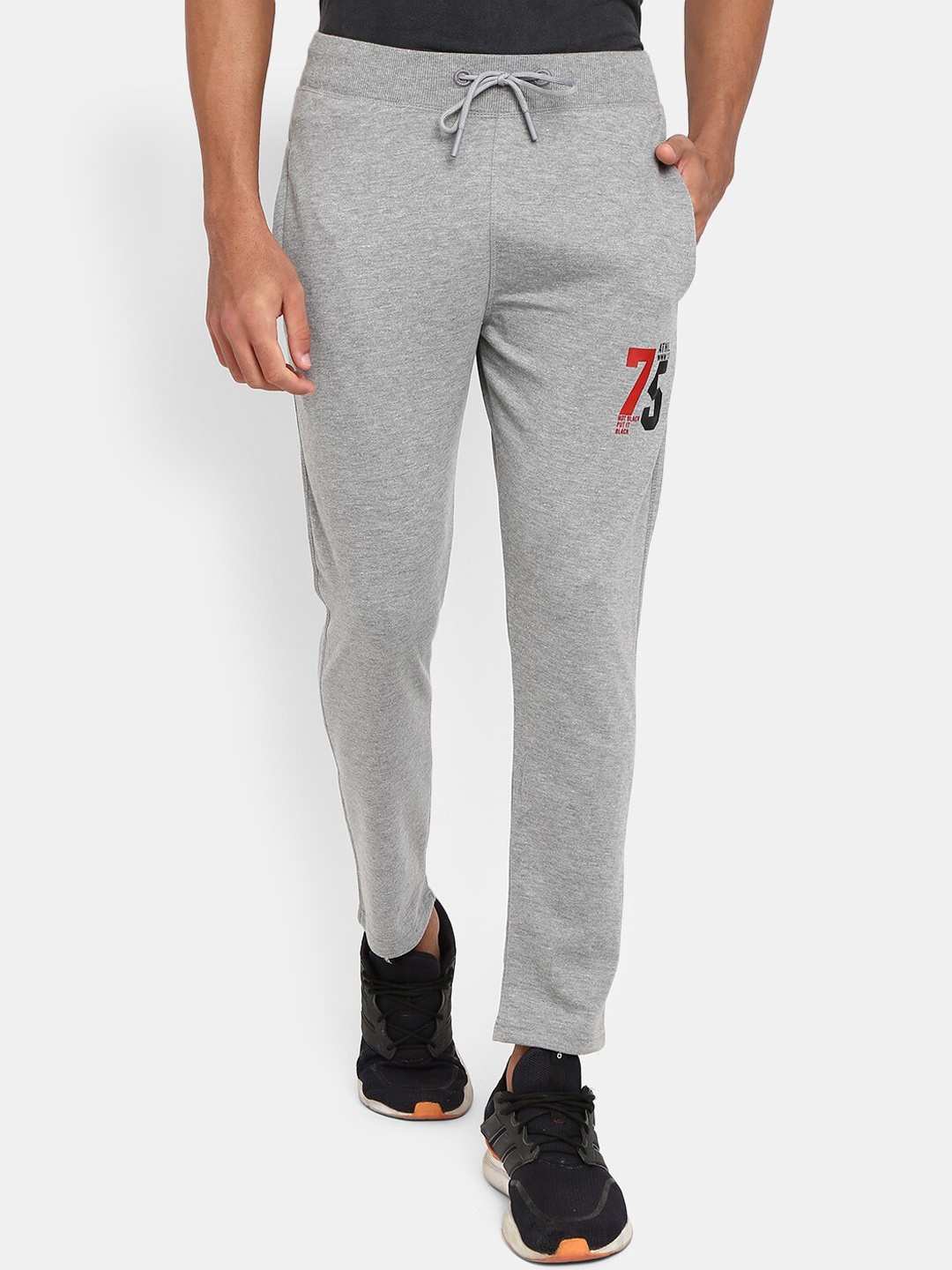 

V-Mart Men Grey Melange Solid Cotton Track Pants