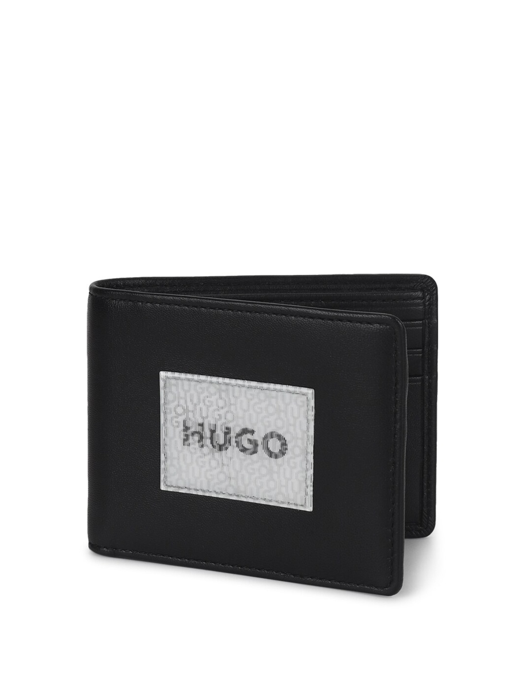 

HUGO Men Black & White Leather Two Fold Wallet