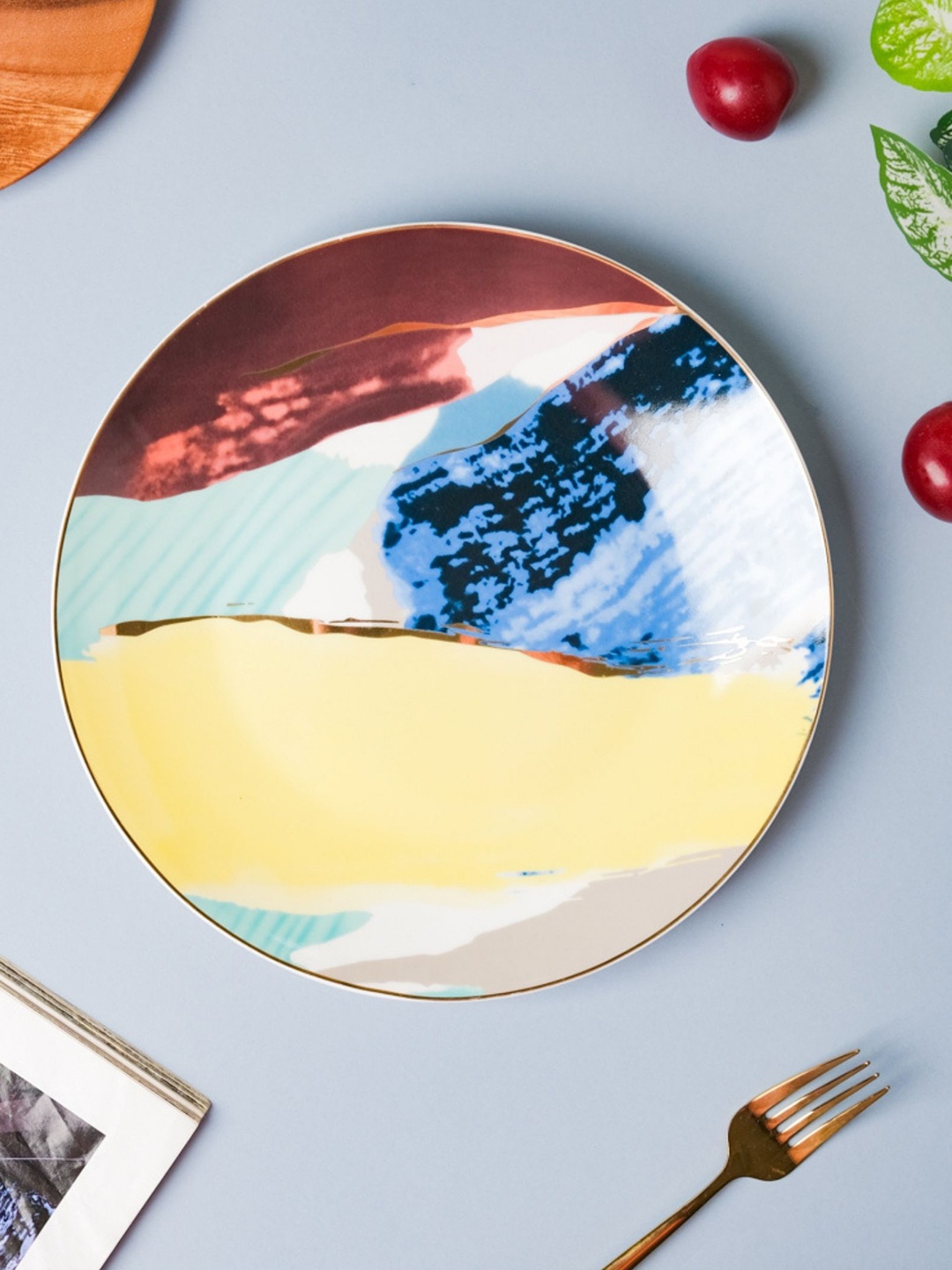 

Nestasia White & Blue Microwave Safe Printed Ceramic Glossy Plate