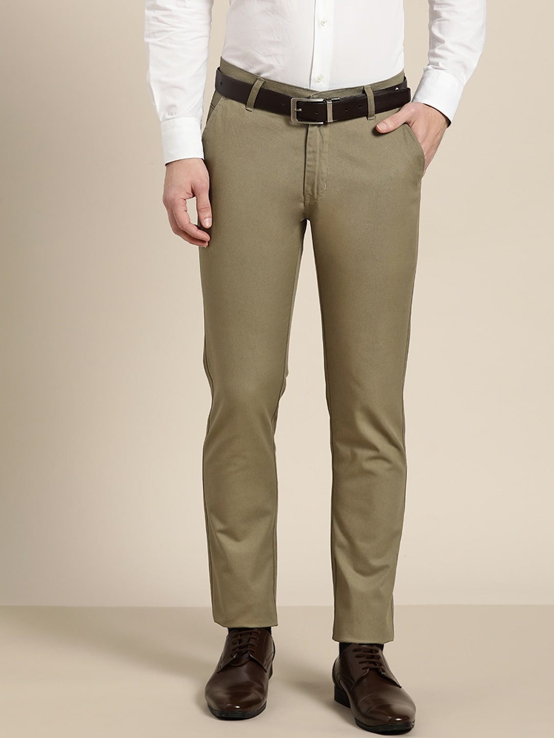 

Hancock Men Khaki Slim Fit Cotton Formal Trouser