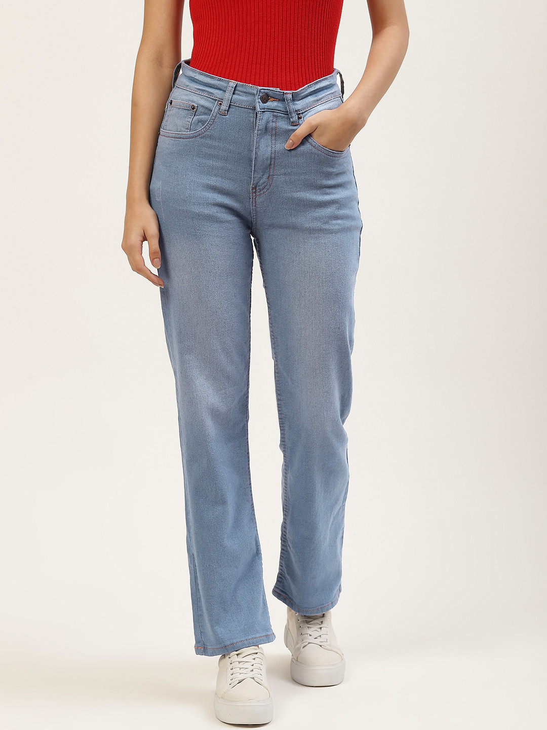 

Malachi Women Blue Smart Straight Fit High-Rise Stretchable Jeans