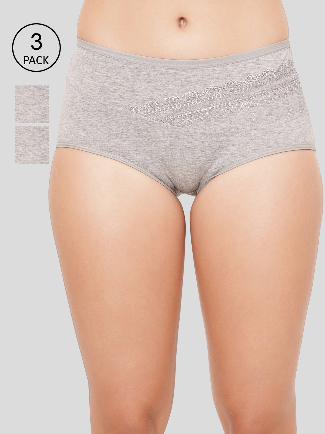 

Amour Secret Women Pack Of 3 Solid Hipster Briefs, Grey