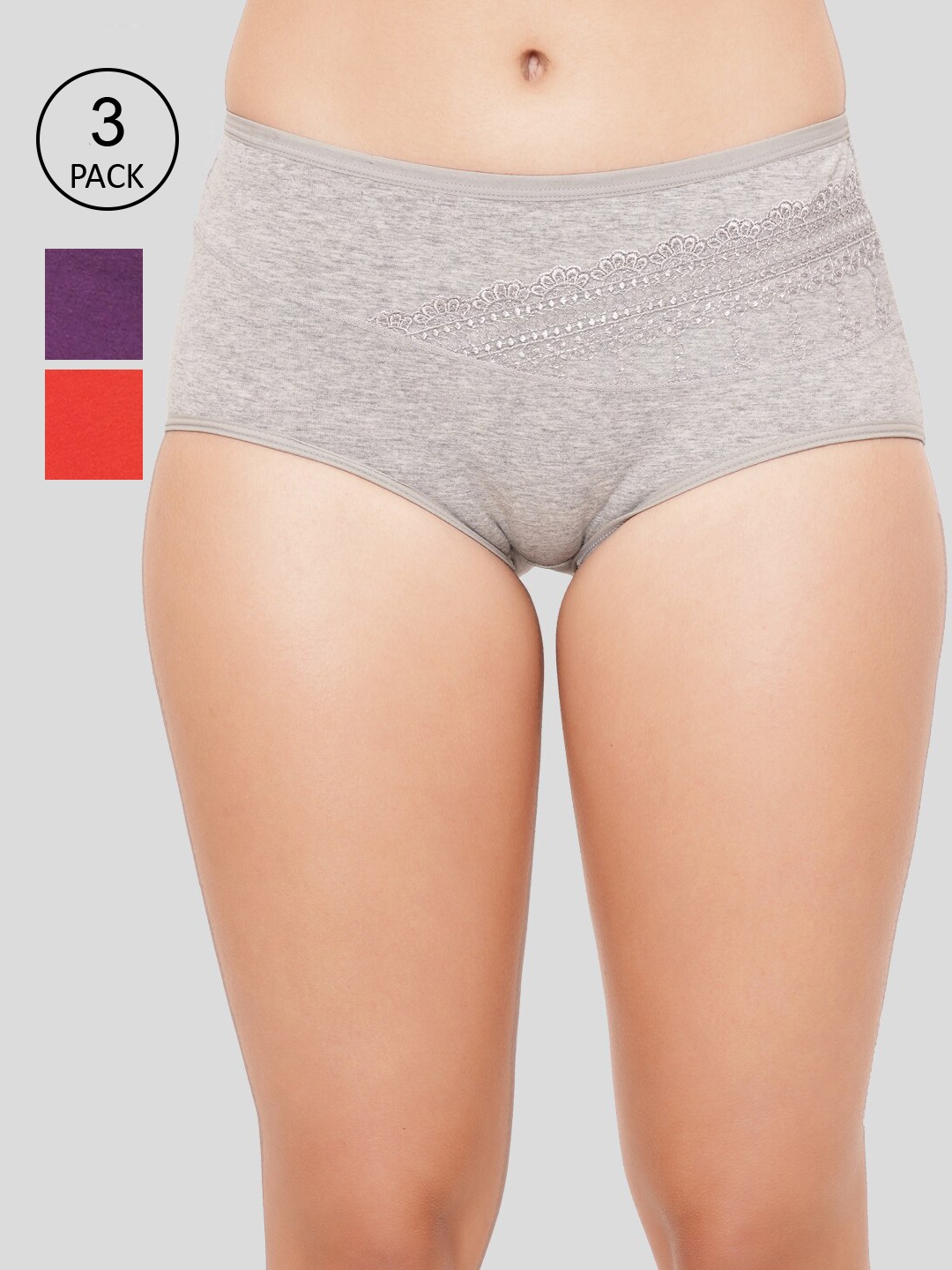 

Amour Secret Women Pack Of 3 Assorted Solid Anti Bacterial Hipster Briefs