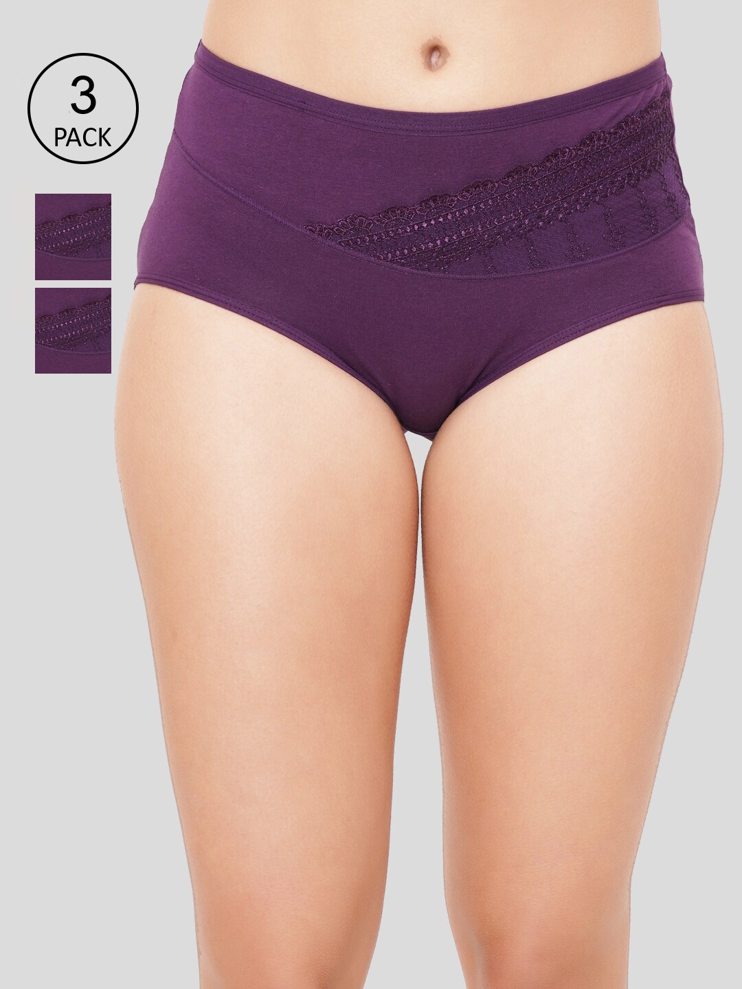 

Amour Secret Women Pack Of 3 Solid Hipster Briefs, Purple