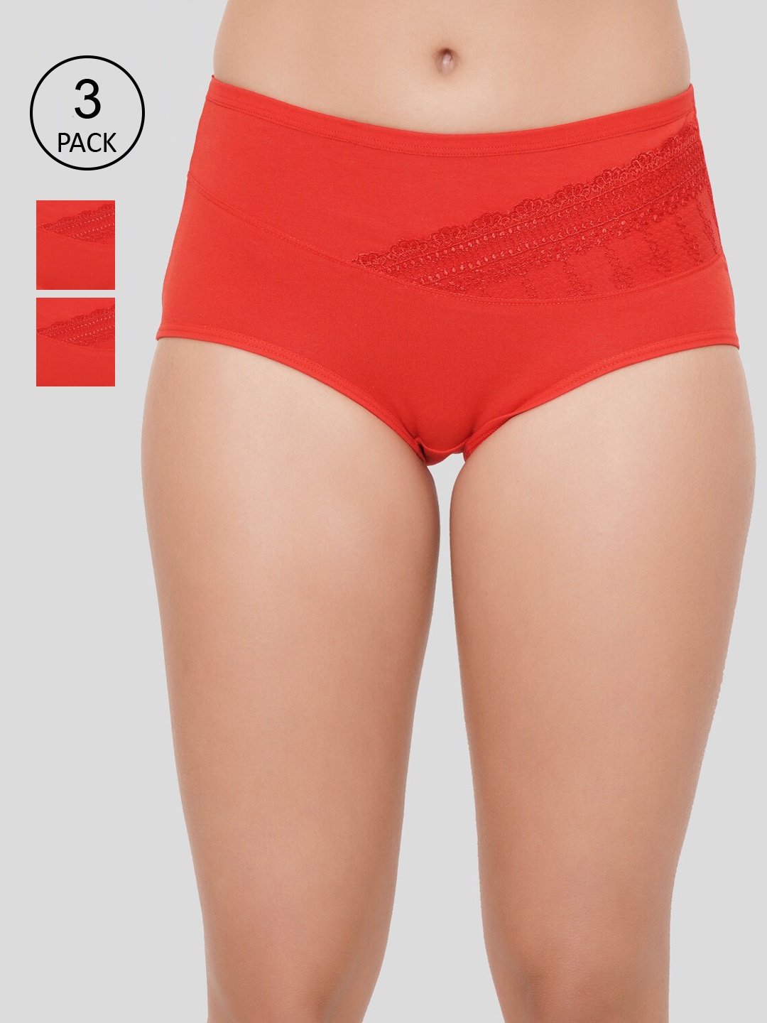 

Amour Secret Women Set of 3 Solid Hipster Briefs, Red