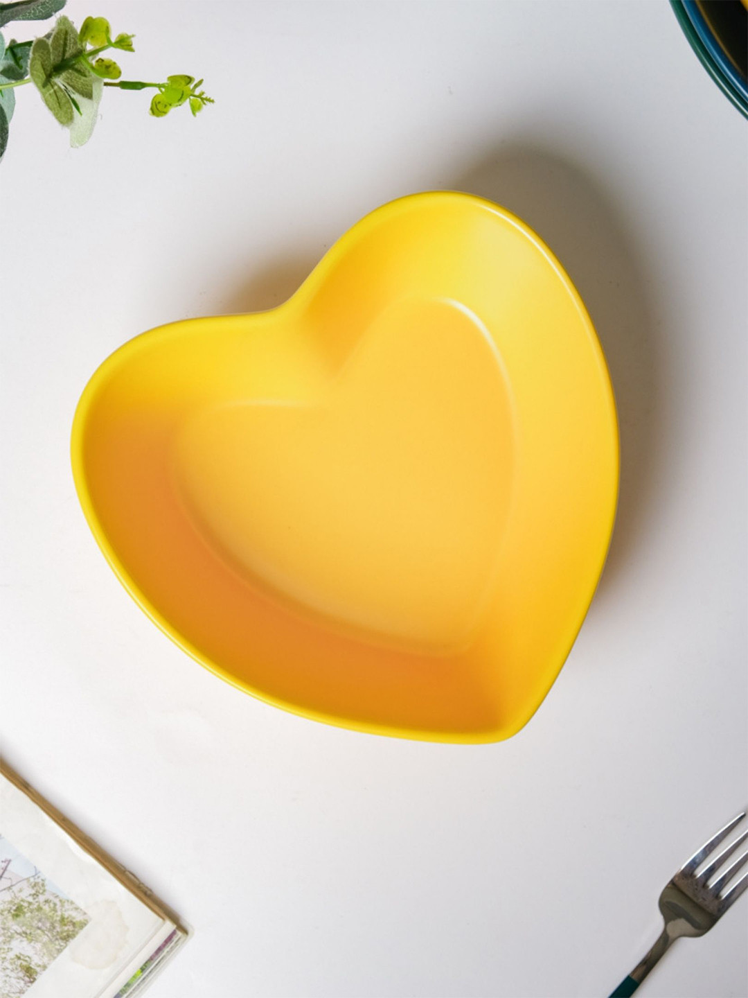 

Nestasia Yellow Microwave Safe Heart Shaped Ceramic Serving Bowl