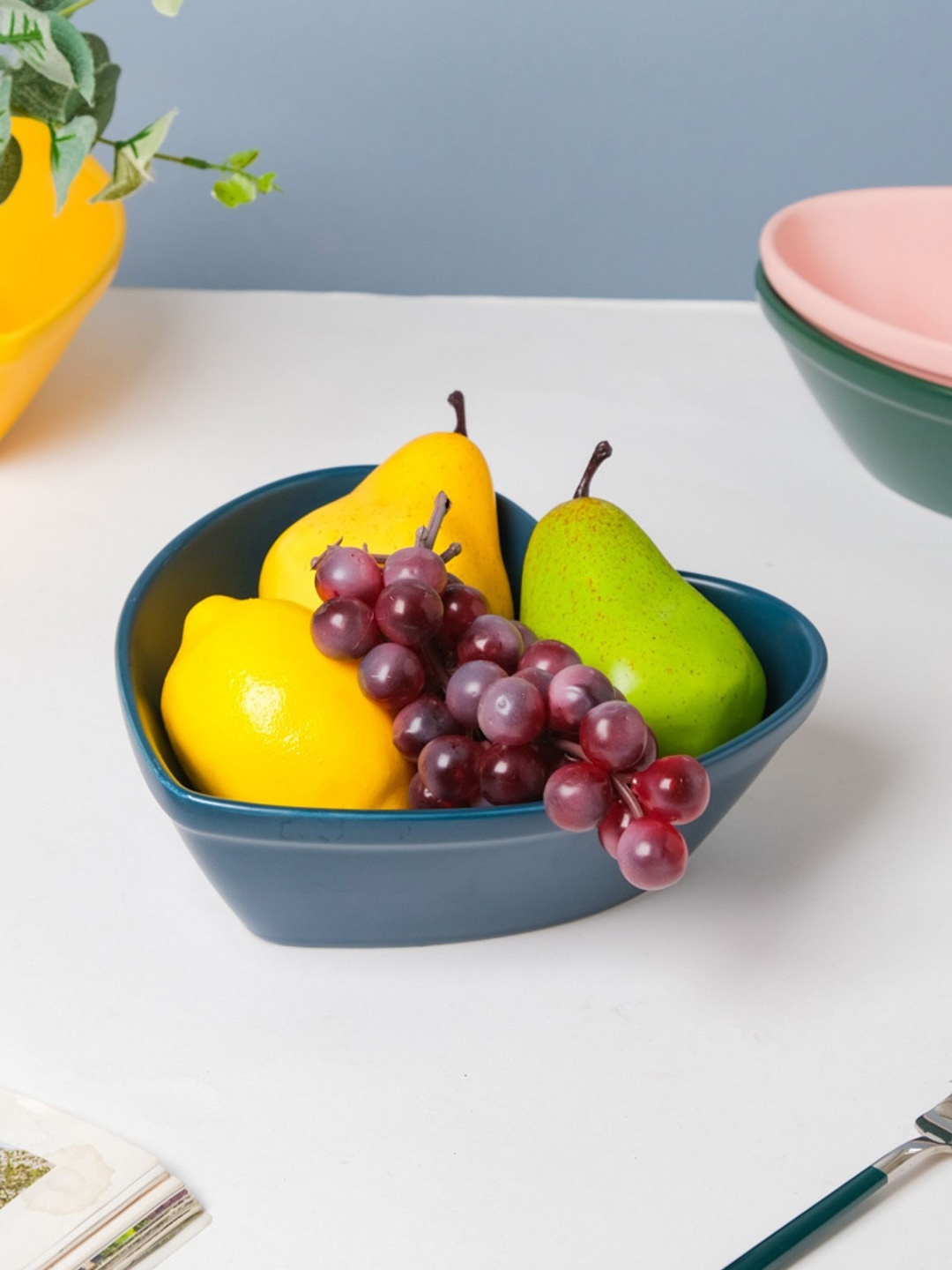 

Nestasia Blue Microwave Safe Heart Ceramic Glossy Serving Bowl
