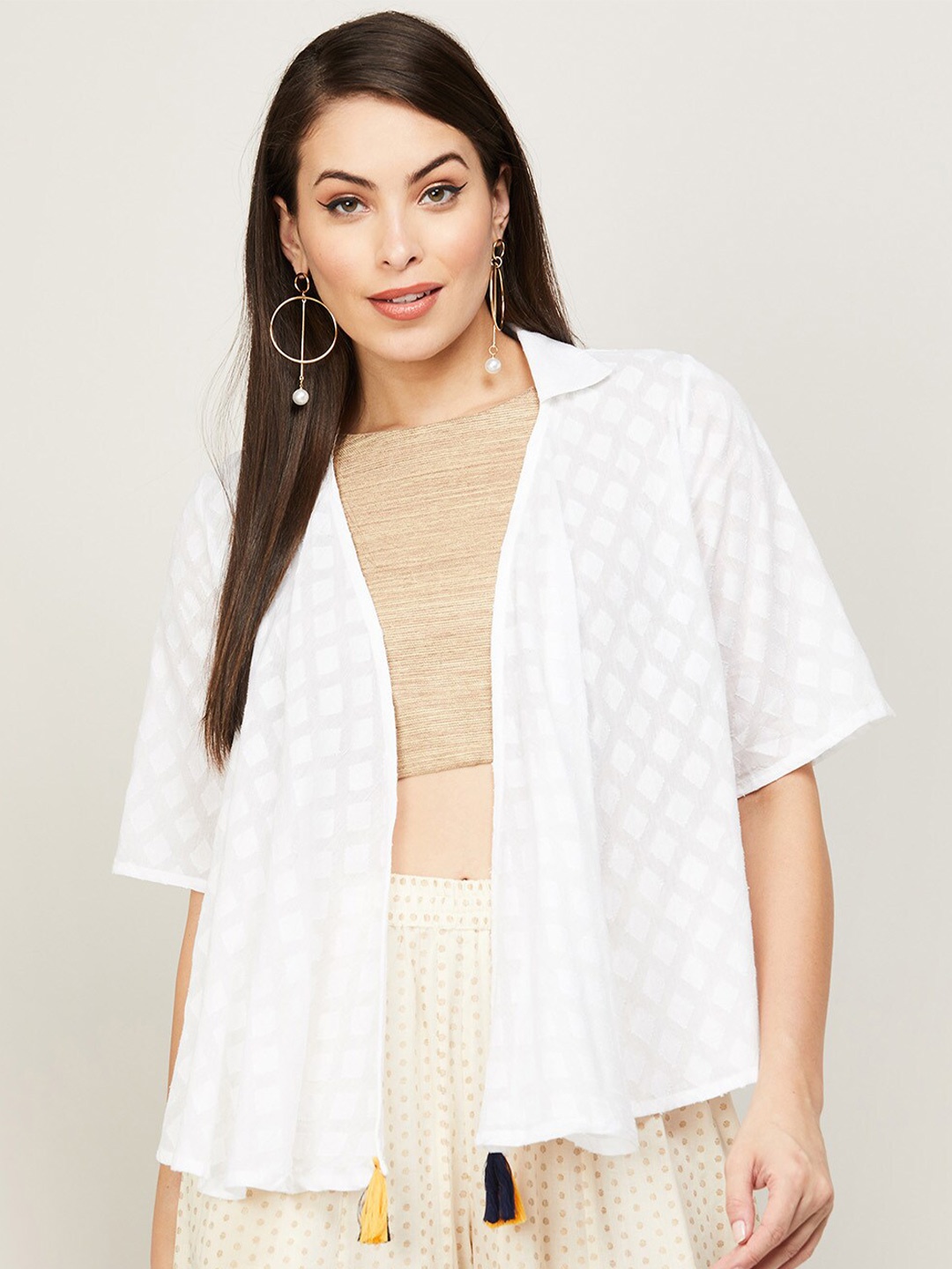 

Colour Me by Melange Women White Printed Shrug