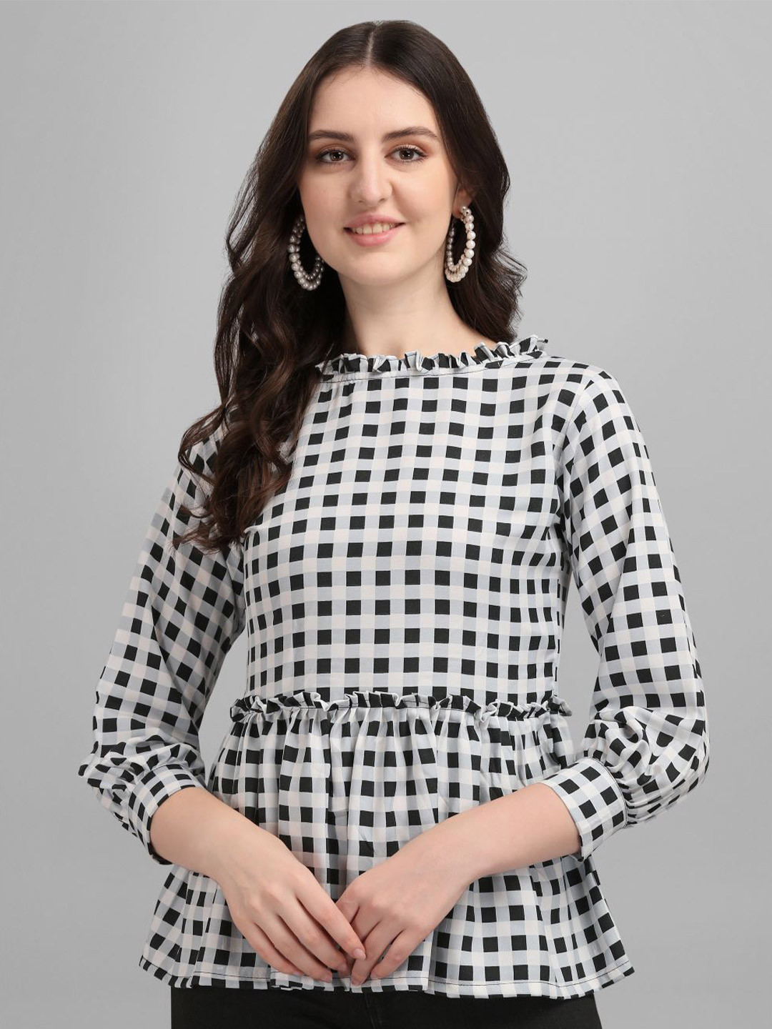 

GUFRINA Black Checked Top