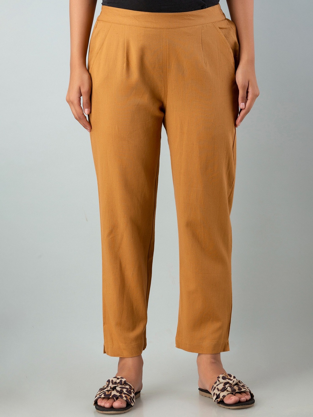 

Sutidora Women Mustard Yellow Straight Fit Culottes Trousers