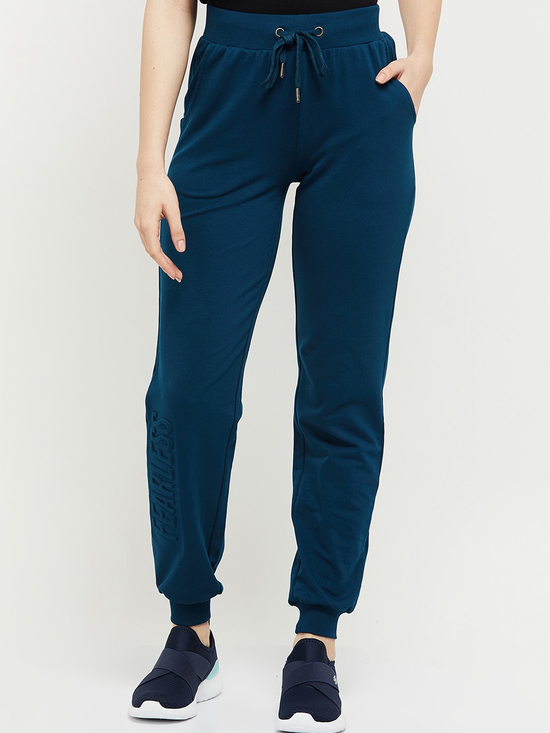 

max Women Blue Solid Drawstrings Joggers