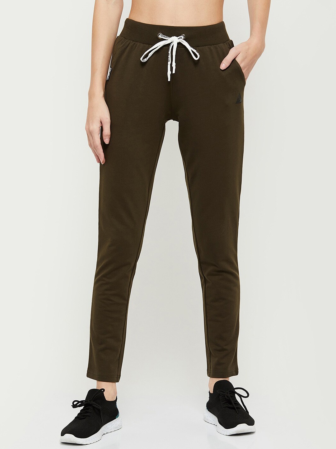 

max Women Olive-Green Solid Track Pants