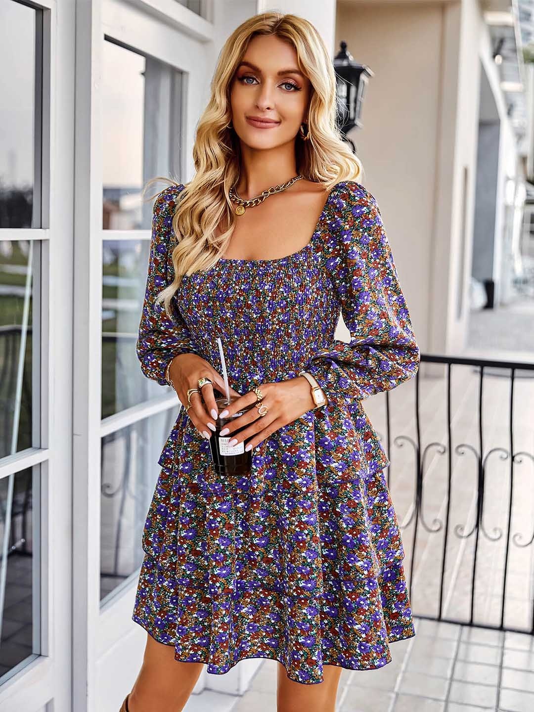 

La Aimee Women Purple Floral Dress