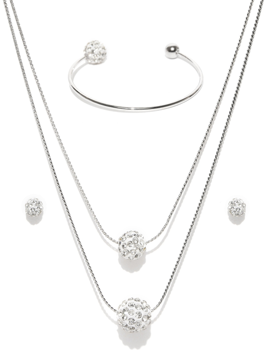 

YouBella Silver-Plated Stone-Studded Jewellery Set