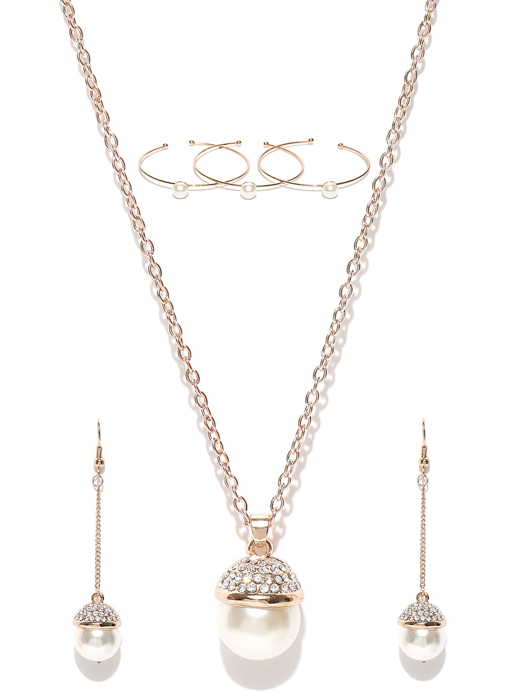 

YouBella Off-White Gold-Plated Beaded Jewellery Set