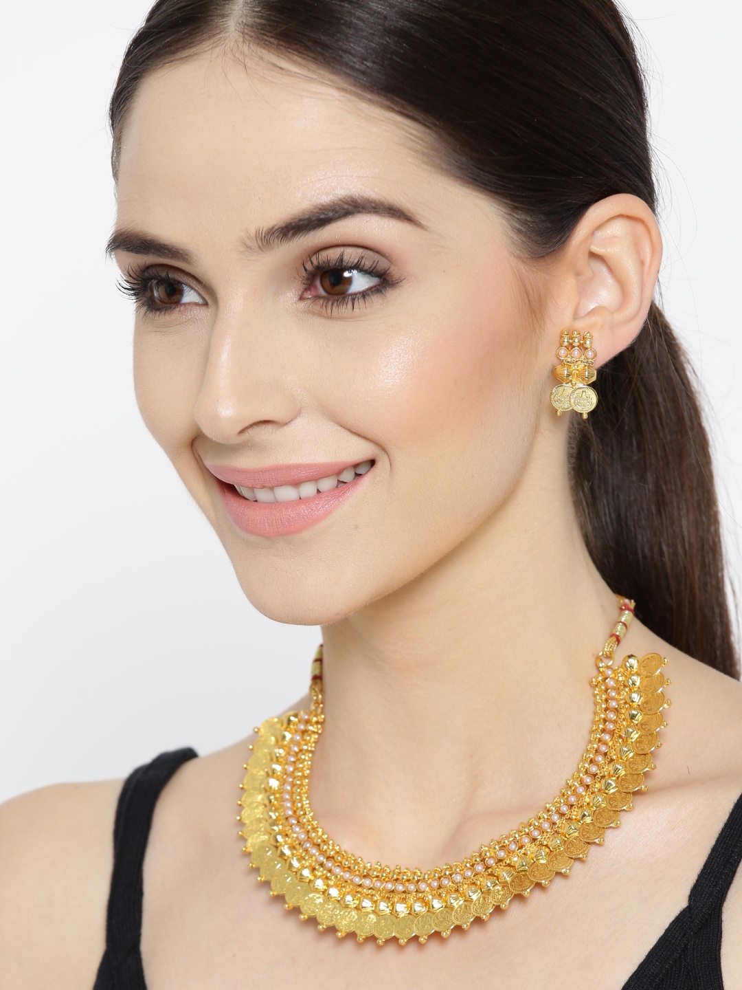 

YouBella Gold-Plated Beaded Temple Jewellery Set