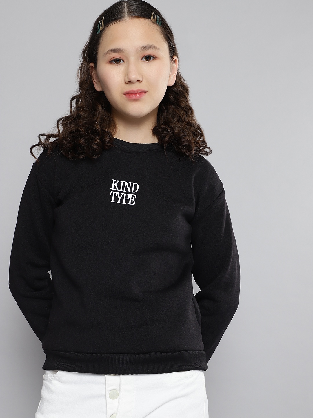 

M&H Juniors Girls Black Solid Sweatshirt