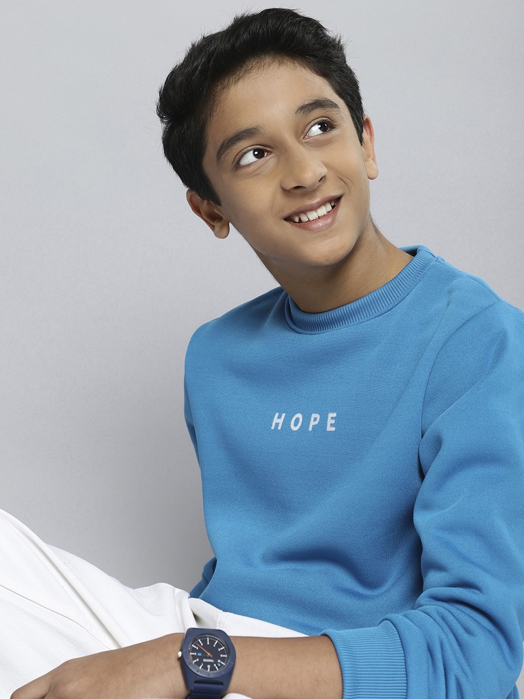 

M&H Juniors Boys Blue Printed Sweatshirt