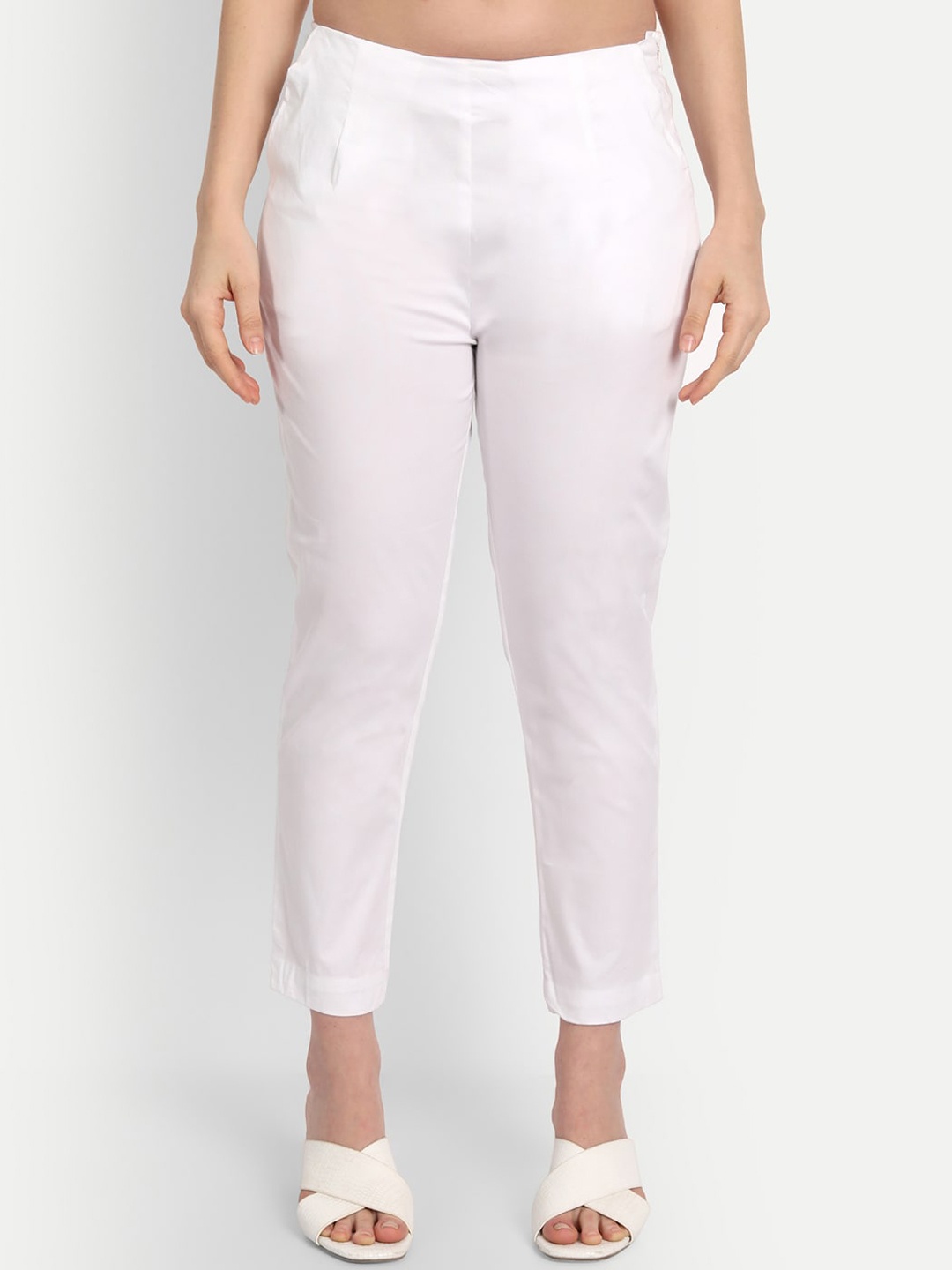 

SHEREEN Women White Solid Smart Slim Fit Trousers