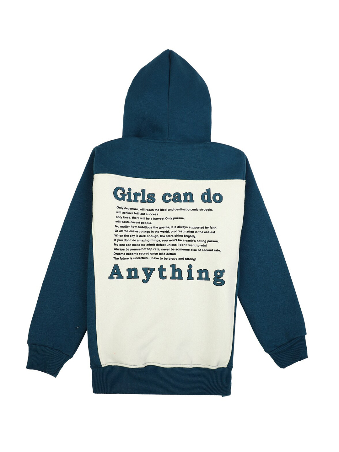 

V-Mart Girls Turquoise Printed Hooded Sweatshirt, Turquoise blue